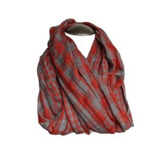 Bass Infinity Scarf Reversible One Size Plaid Red / Grey Wrap Neckwear Unisex
